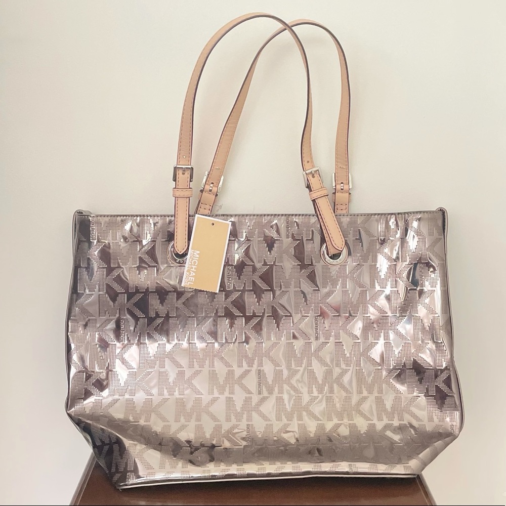 Michael Kors Purse | Metallic Tote (Nickel)